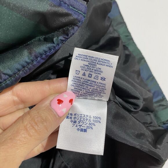 Lands End Vest Womens XL Green Quilted Down Tartan Plaid Outdoors Granola Girl - Picture 5 of 11